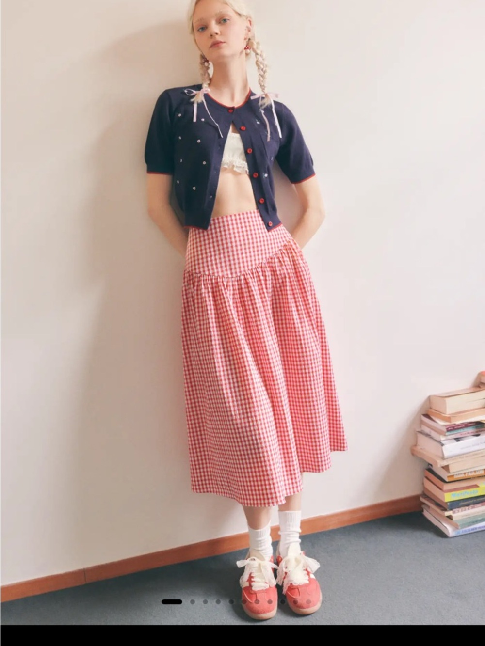 Red Gingham Cider Midi Skirt - Women's Skirt